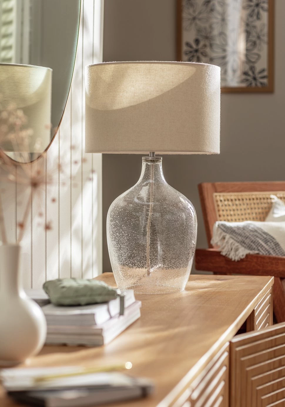 Habitat Abas Glass Table Lamp - Clear & Cream - Image 9