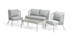 Habitat Riya 4 Seater Cane Effect Garden Sofa Set-Light Grey