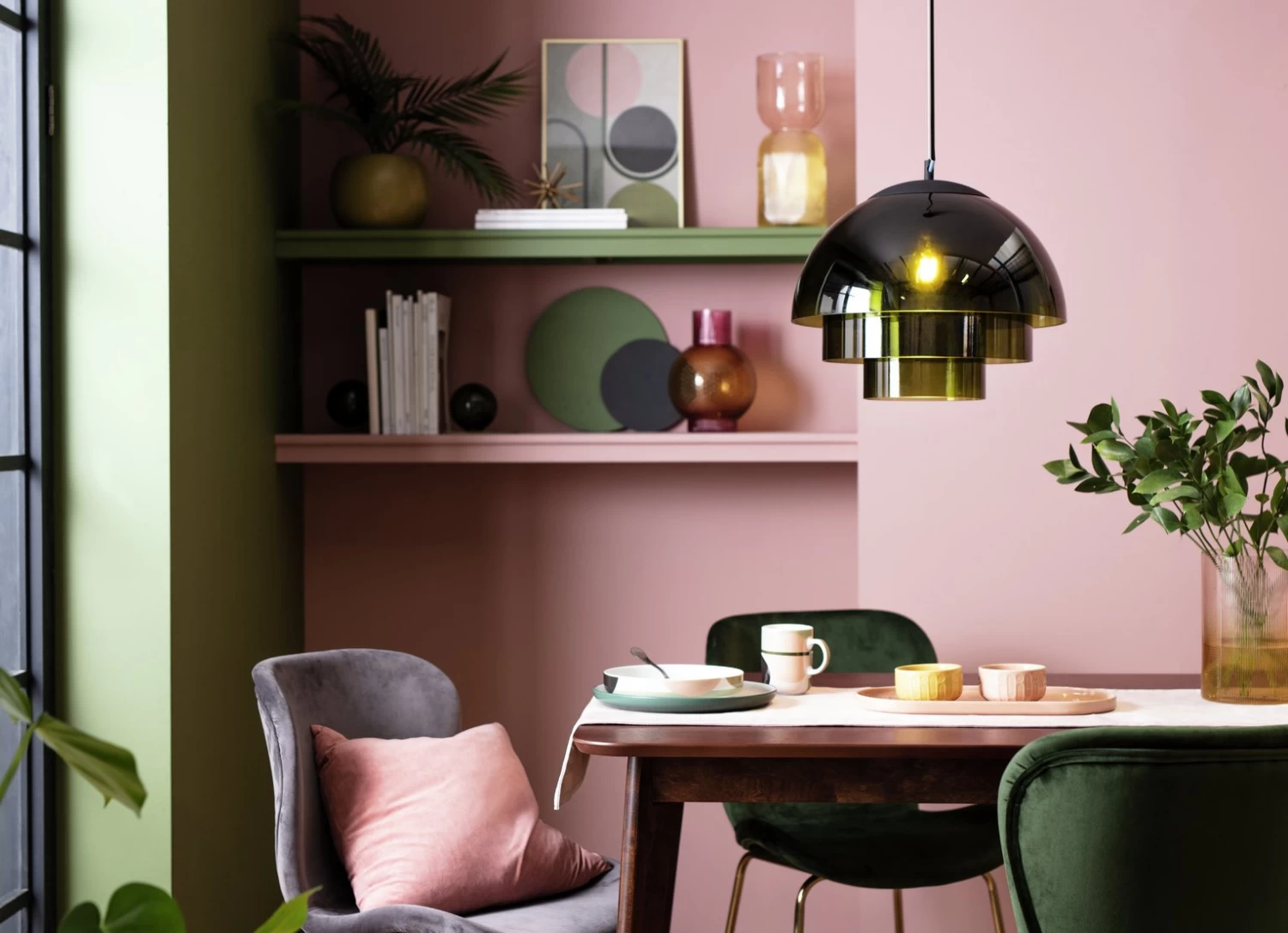 Habitat Zora 3 Tier Glass Pendant Light - Green