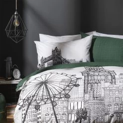 Habitat London Skyline Print Black &White Bedding Set-Single