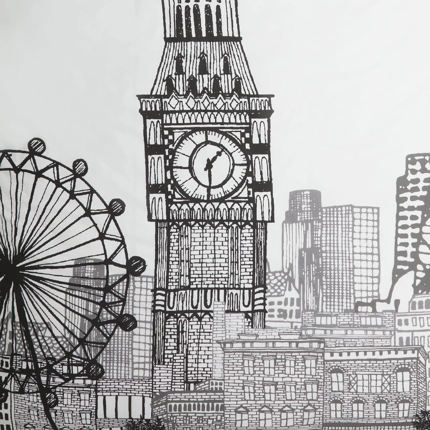 Habitat London Skyline Print Black &White Bedding Set-Single - Image 8