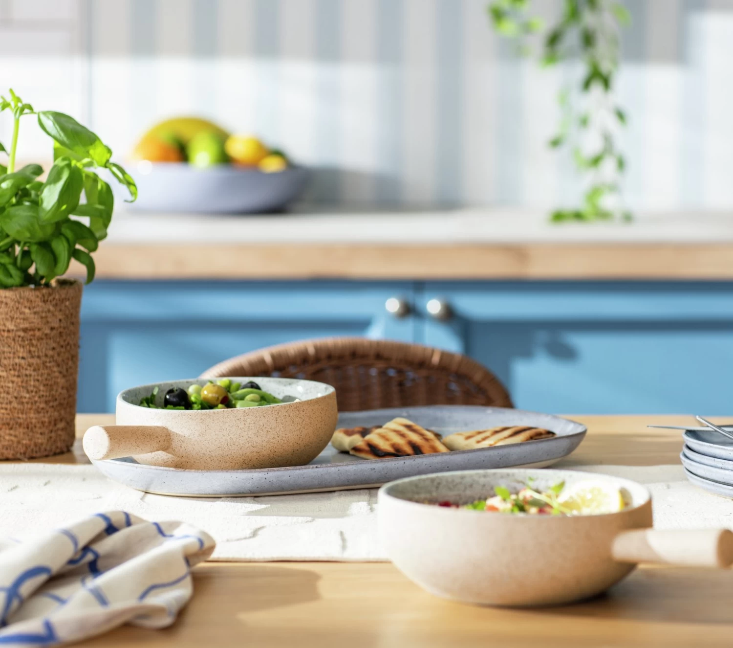 Habitat Mediterranean 2 Piece Stoneware Tapas Dish - Natural - Image 2