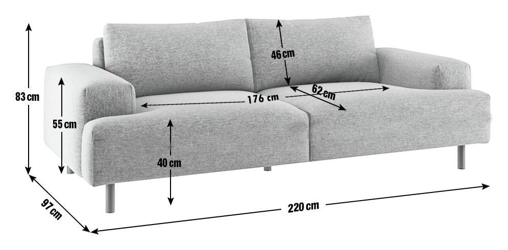 Habitat Julien Velvet 3 Seater Sofa - Natural - Image 2