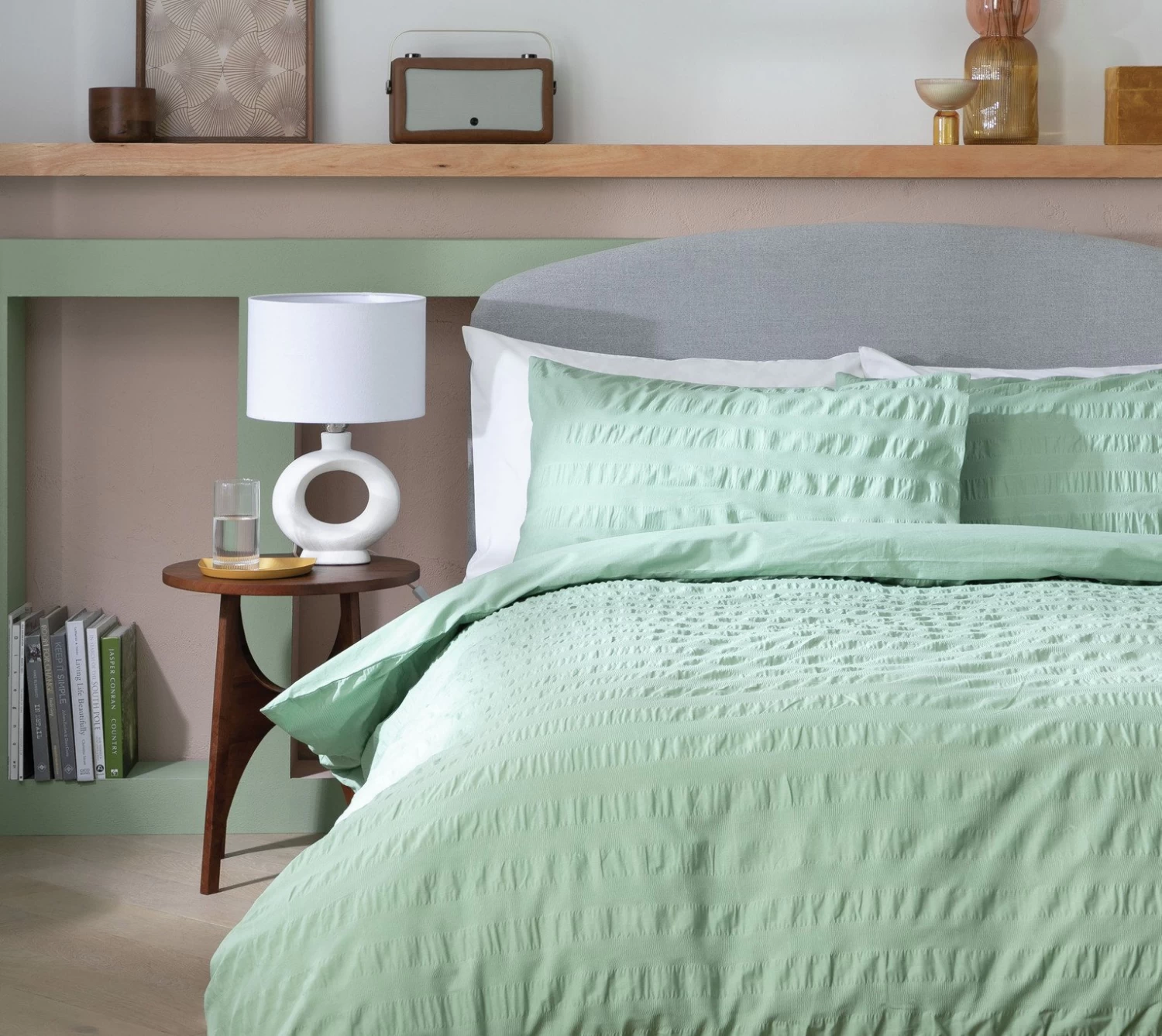Habitat Reset Seersucker Sage Green Bedding Set - Single
