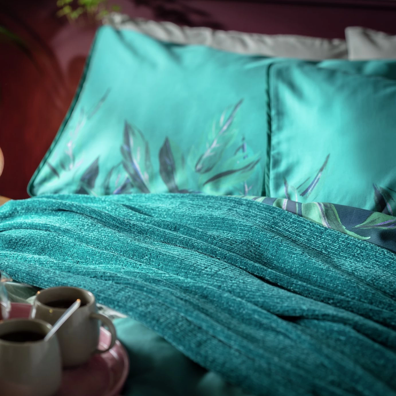 Habitat Chenille Throw - Teal Blue - 125x150cm