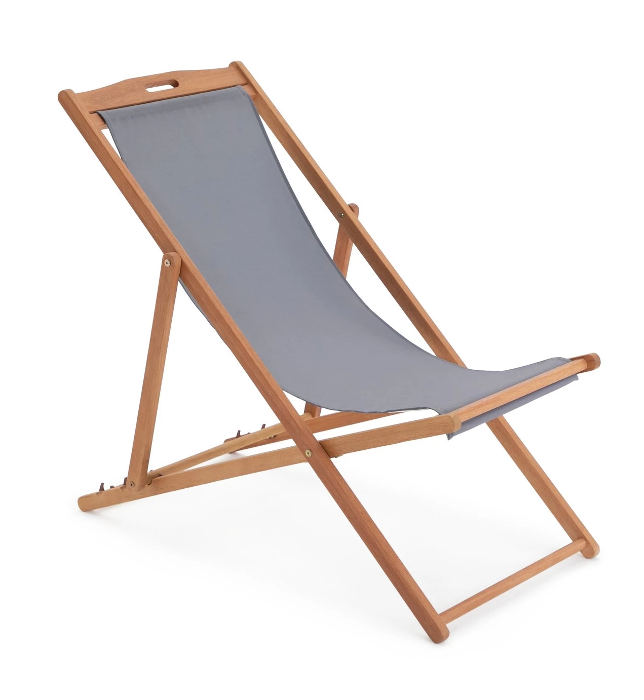 Habitat Folding Wooden Garden Deck Chair - Charcoal - Image 4
