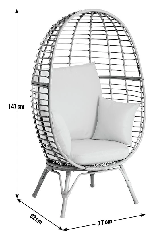 Habitat Kora Rattan Effect Garden Egg Chair - Grey - Image 4