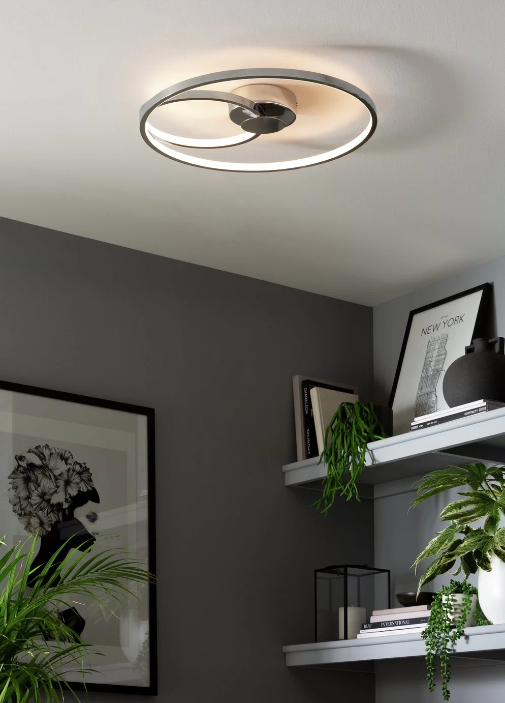 Habitat Pill Metal LED Flush Ceiling Light - Chrome - Image 5