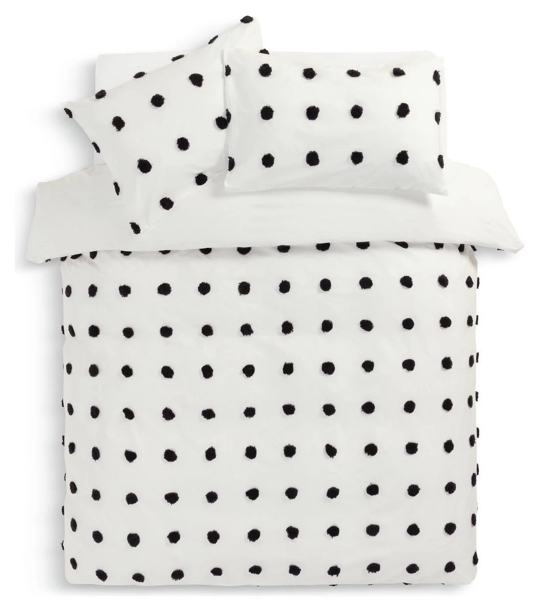Habitat Cotton Tufted Spot White & Black Bedding Set -Single - Image 3