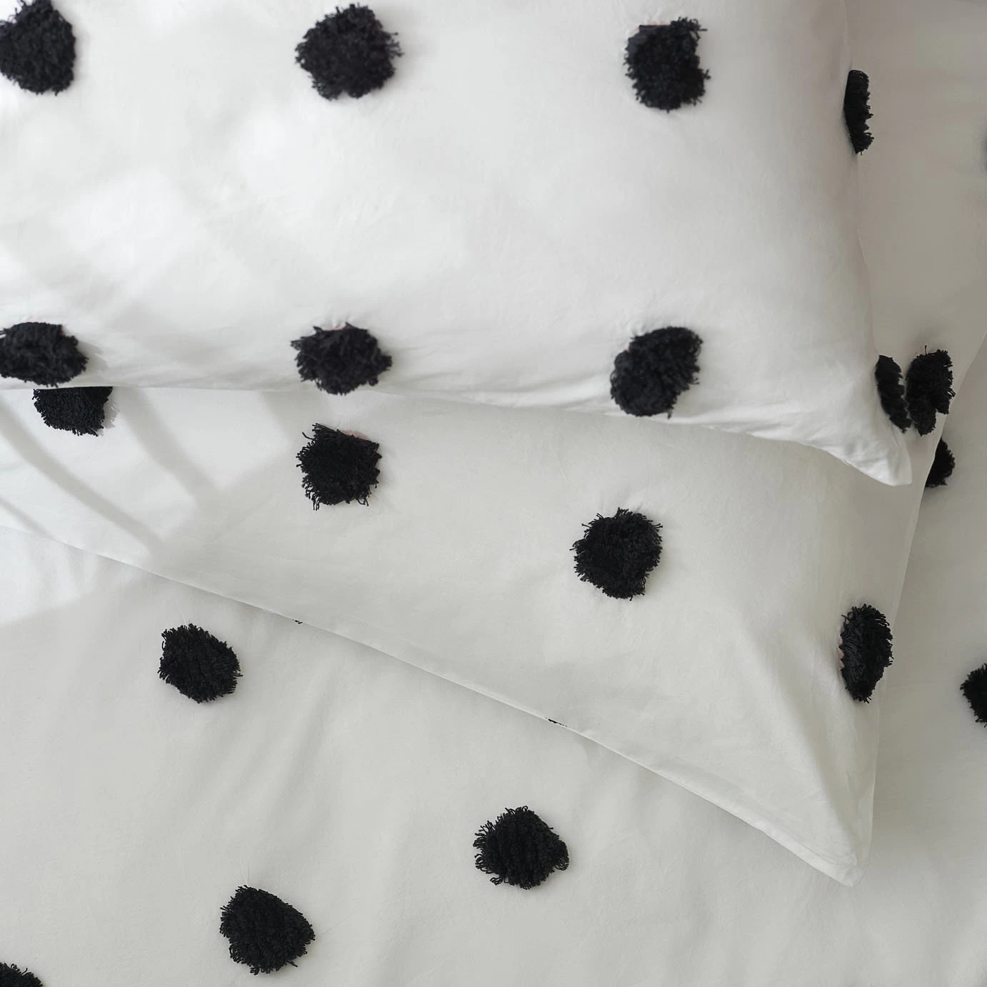 Habitat Cotton Tufted Spot White & Black Bedding Set -Single - Image 4