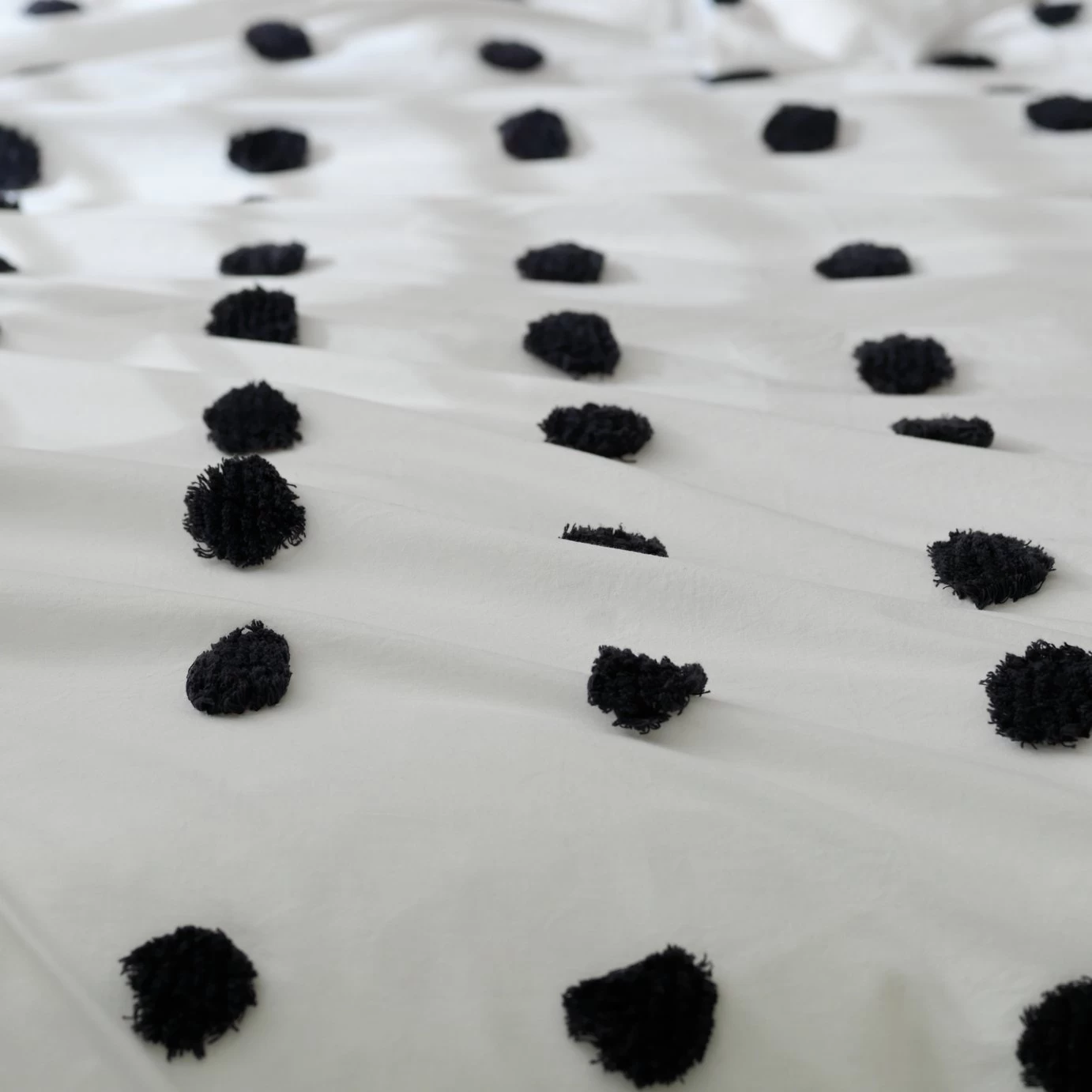 Habitat Cotton Tufted Spot White & Black Bedding Set -Single - Image 6