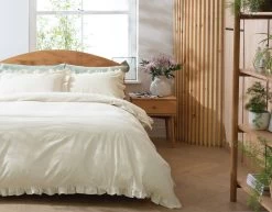 Habitat Cotton 180TC Frilled Cream Bedding Set - Single