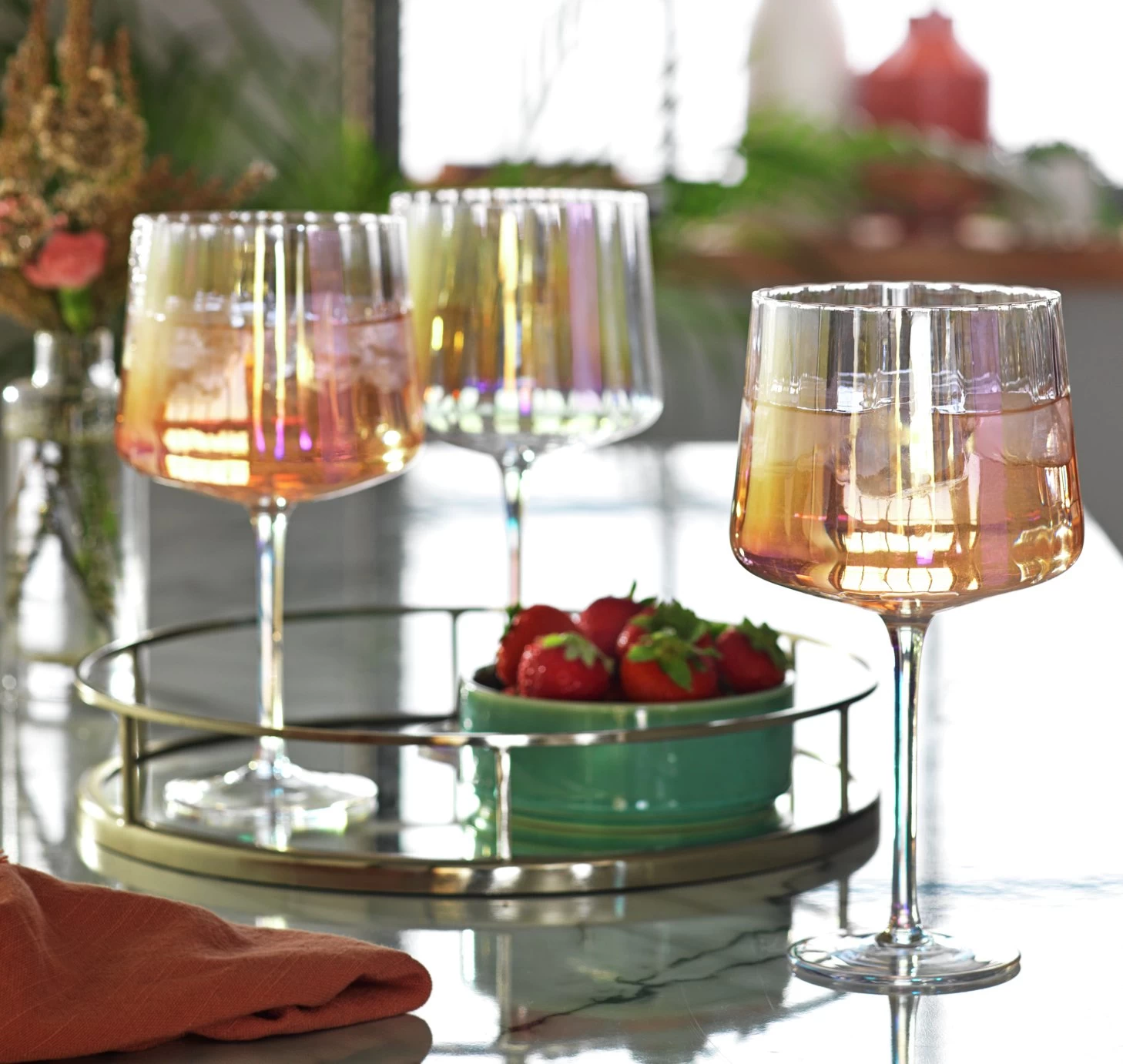 Habitat Iridescent Lustre Fluted Set Of 4 Gin Glass - Image 2