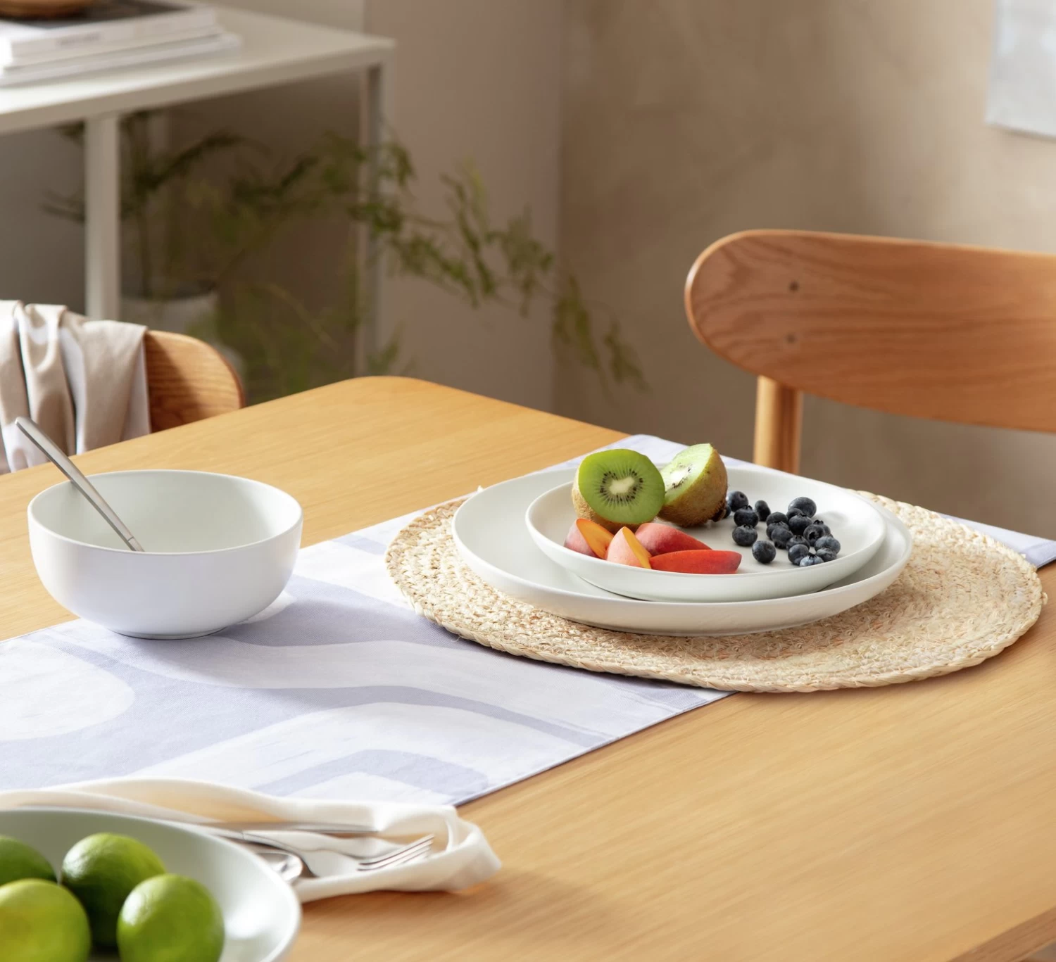 Habitat 12 Piece Stoneware Dinner Set - White - Image 2