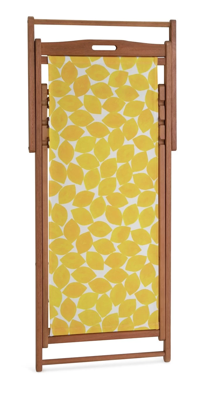 Habitat Folding Wooden Garden Deck Chair - Yellow - Image 9