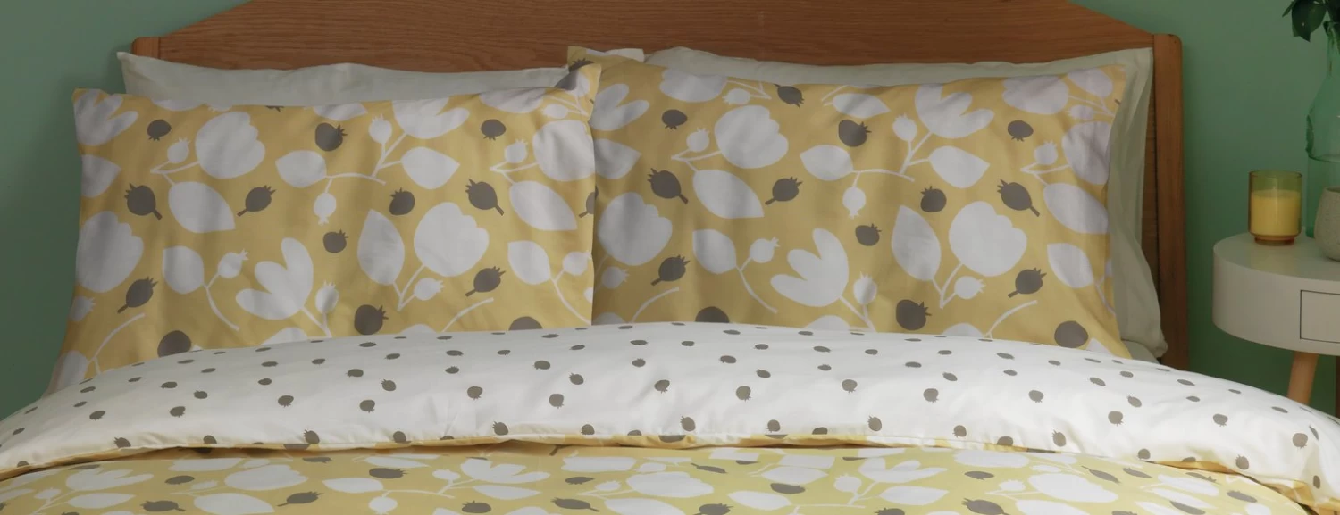 Habitat Scandi Floral Yellow & White Bedding Set - Single - Image 4
