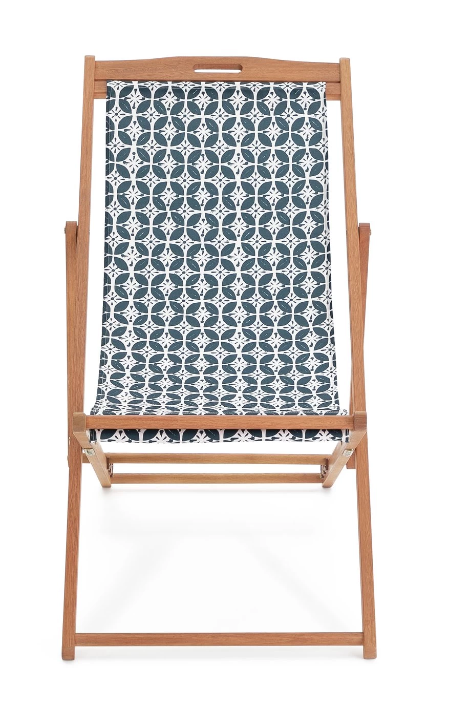 Habitat Folding Wooden Garden Deck Chair - Blue - Image 3
