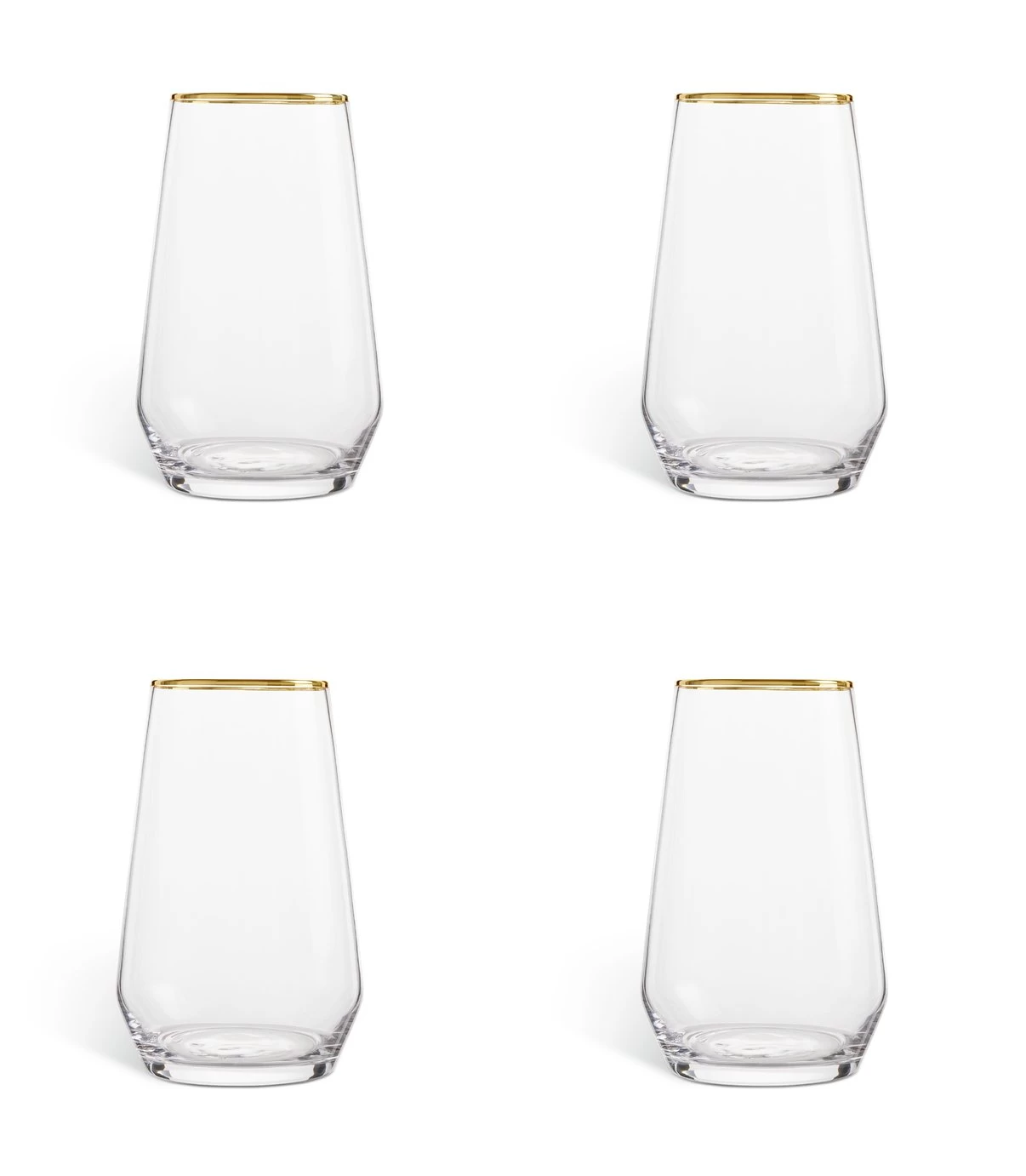 Habitat Set Of 4 Gold Rim Hi Ball Glasses