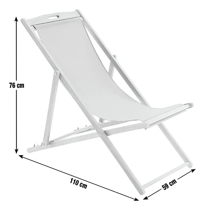 Habitat Folding Wooden Garden Deck Chair - White - Image 4