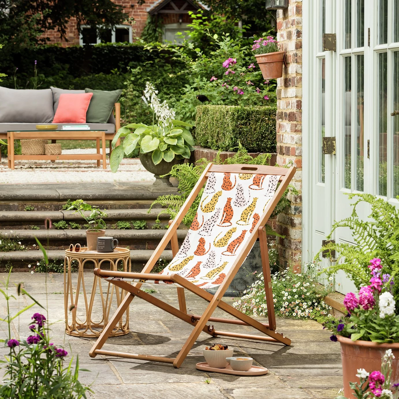 Habitat Folding Wooden Garden Deck Chair - White