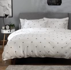 Habitat Tufted Spot White & Grey Bedding Set - Single