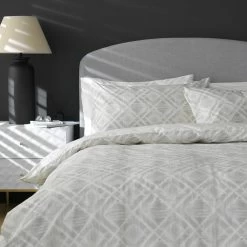 Habitat Cotton 200TC Geo Silver & Cream Bedding Set - Single