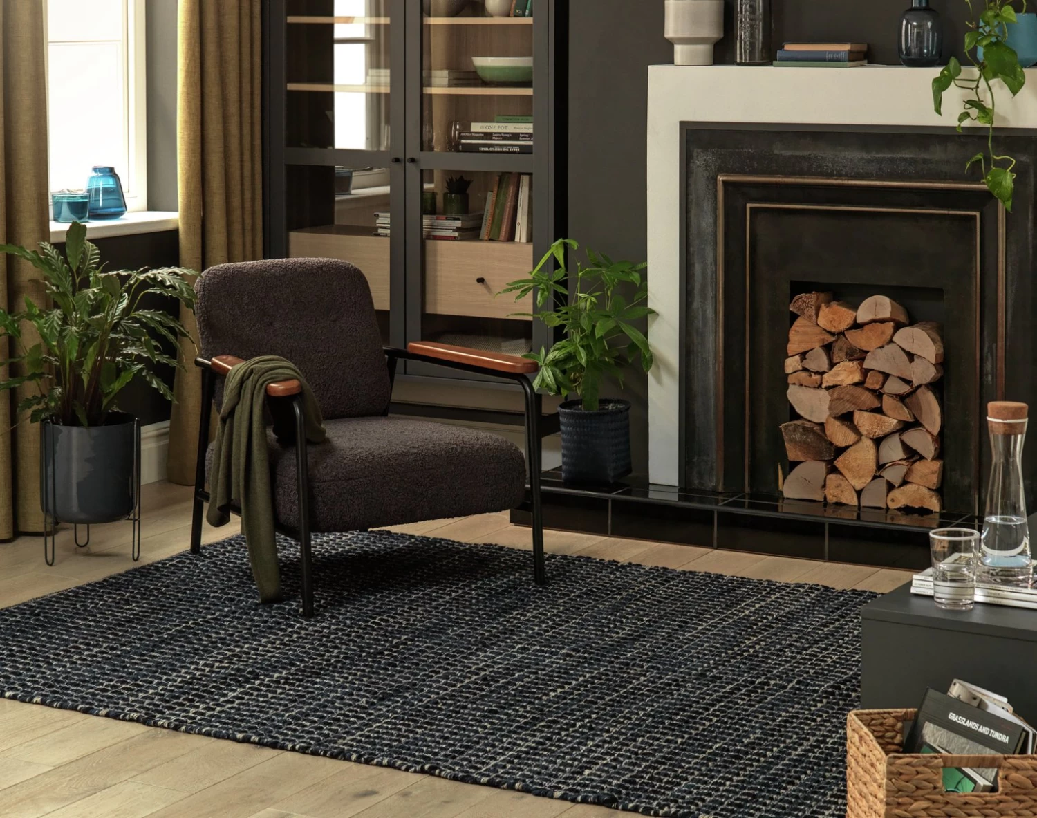 Habitat Leonardo Flatweave Wool Rug - Navy Blue - 170x240cm - Image 2