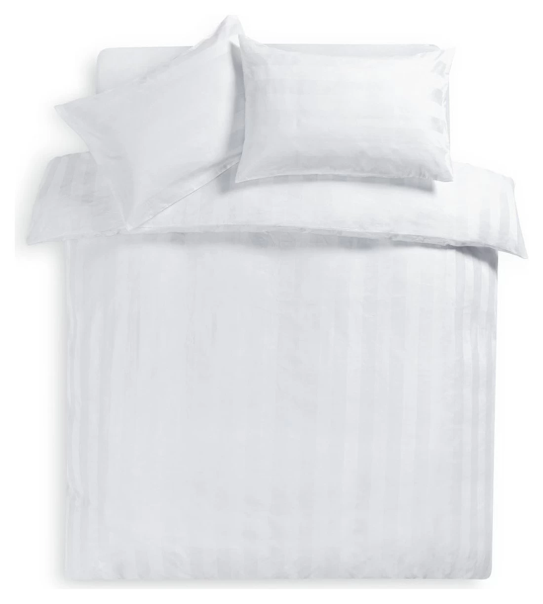 Habitat Cotton 400TC Sateen Stripe White Bedding Set -Double - Image 3
