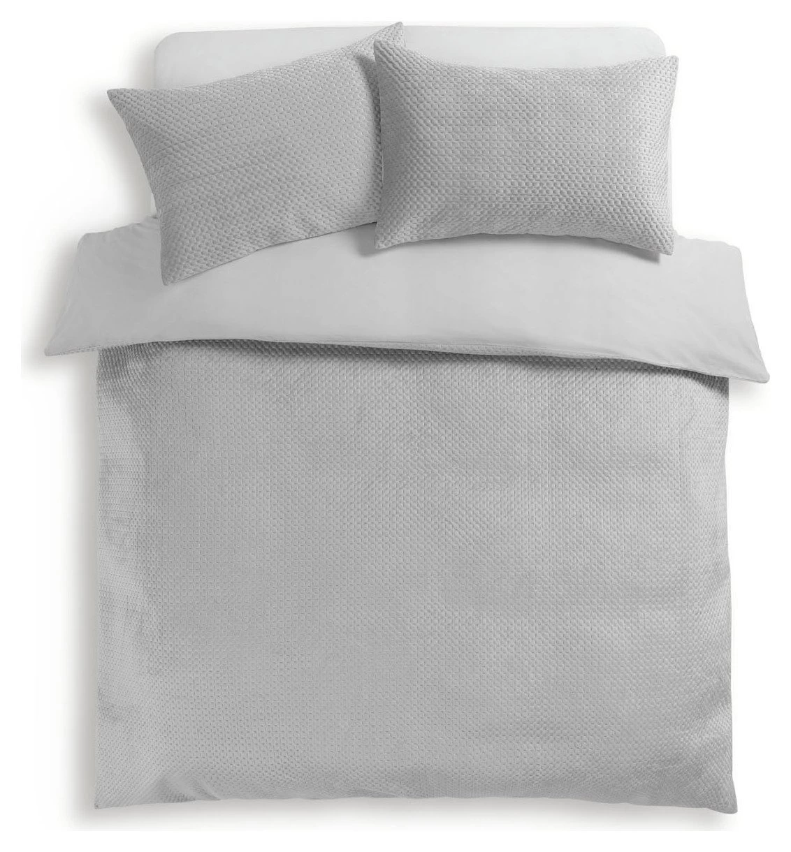 Habitat Pinsonic Velvet Plain Grey Bedding Set - Double - Image 3